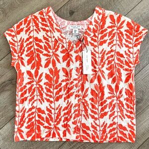 Tropical Resort Wear Sleeveless Button Down Linen V Neck Top Women's Size Medium